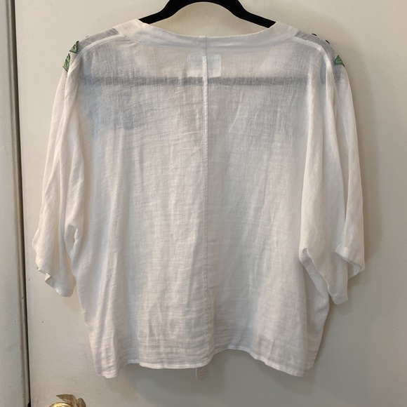 Rails Thea Blouse White Blue Rose Embroidery Large - Picture 5 of 5